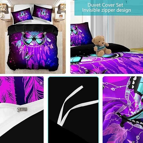 Miniatura 12 de Cartoon Cat Comforter Cover Set - Queen Size, Gradient Line Cat Bedding Set with Zipper for Kids Teens Boys Girls Adult Room Decor - 1 Quilt Cover 2