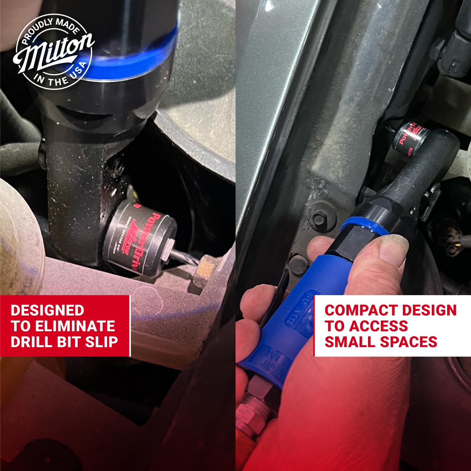 Milton PowerDrive - Adaptador de broca de 1/4 pulgadas con rosca de 1/8 pulgadas, adaptador de trinquete que se transforma en taladro de accionamiento eléctrico