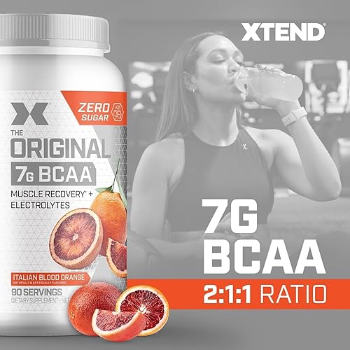 Miniatura 45 de XTEND Original Polvo de BCAA sabor Frambuesa azul, para bebida de recuperación muscular sin azúcar con aminoácidos, para después del entrenamiento,