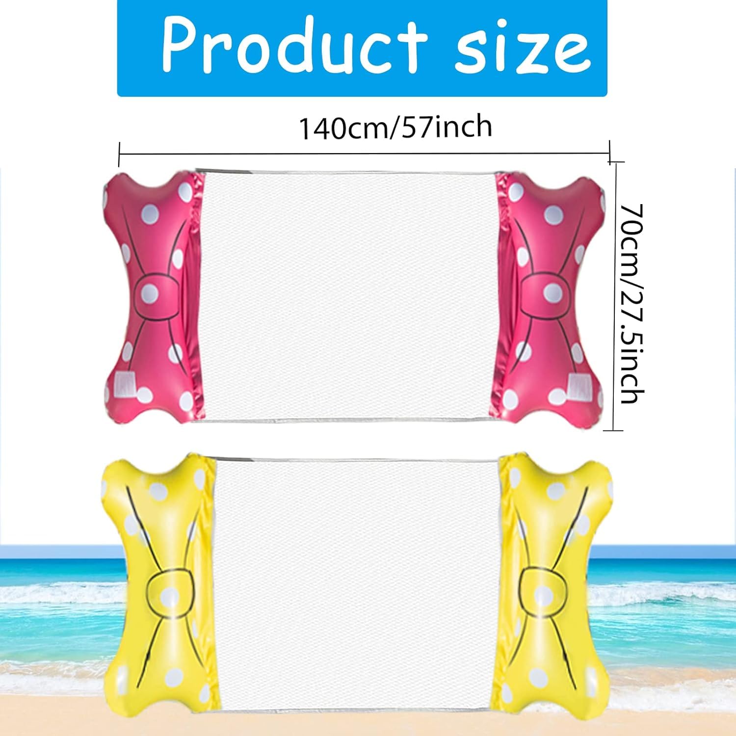 Amaca gonfiabile, per piscina, spiaggia, adulti, bambini (rosso+giallo)