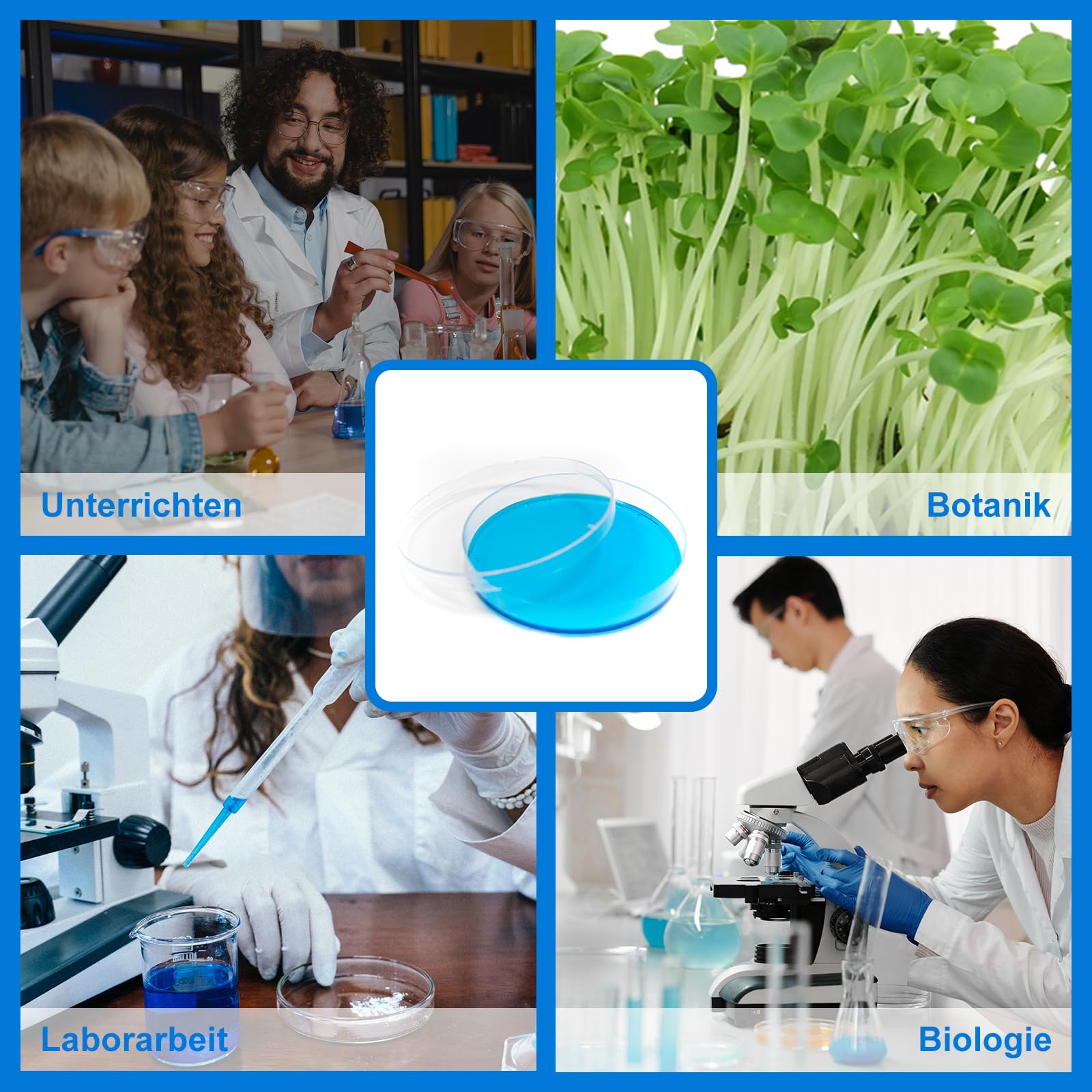 100 ciotole per petri, in plastica, 60 mm, con coperchio, ciotola per la coltura, per scuole e laboratori, per scuole e laboratori, lievito batterico