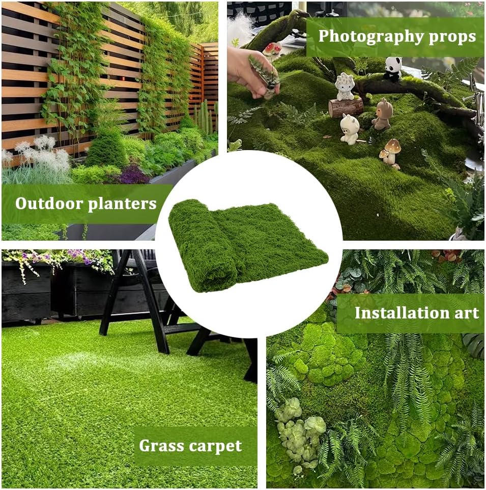 OLYCRAFT 2Pcs Fake Moss for Crafts 39x39 Inch Artificial Mosses Mat Square Fake Mosses Artificial Moss for Decorating Faux Grass for DIY Table Centerpieces Wedding Party Wall Roof Garden Decoration