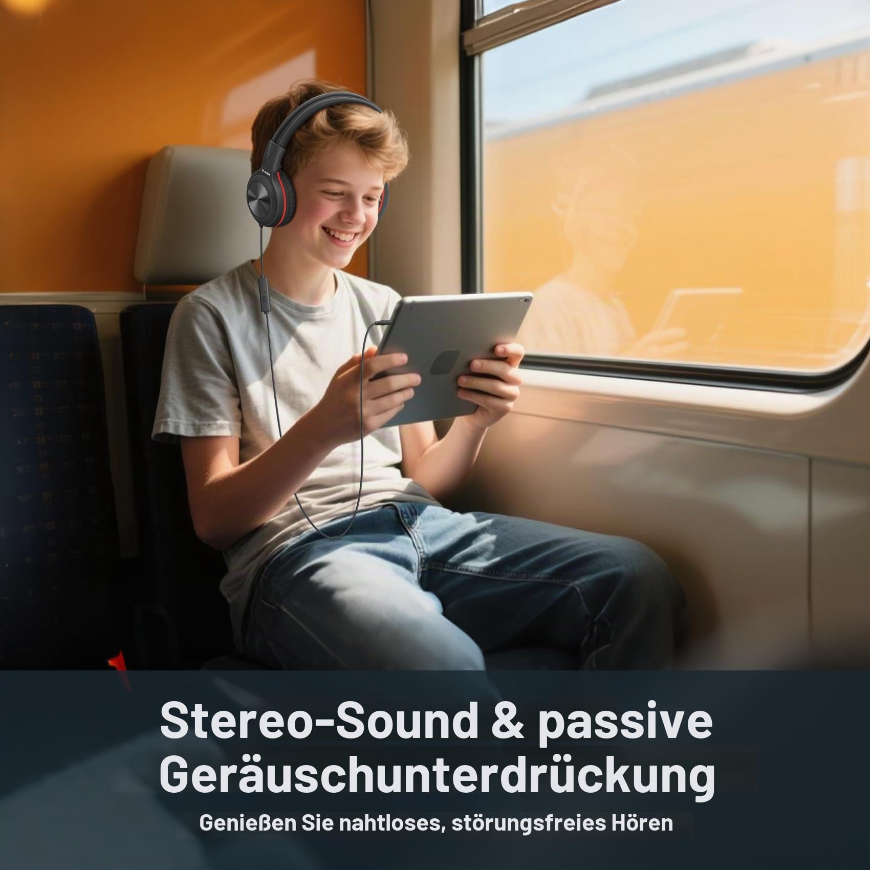 SIMOLIO Kopfhörer mit Kabel, Over Ear Kopfhörer mit MIC, Wired Headphones for Schule, Computer, Tablet, mit Music Sharing Anchluss