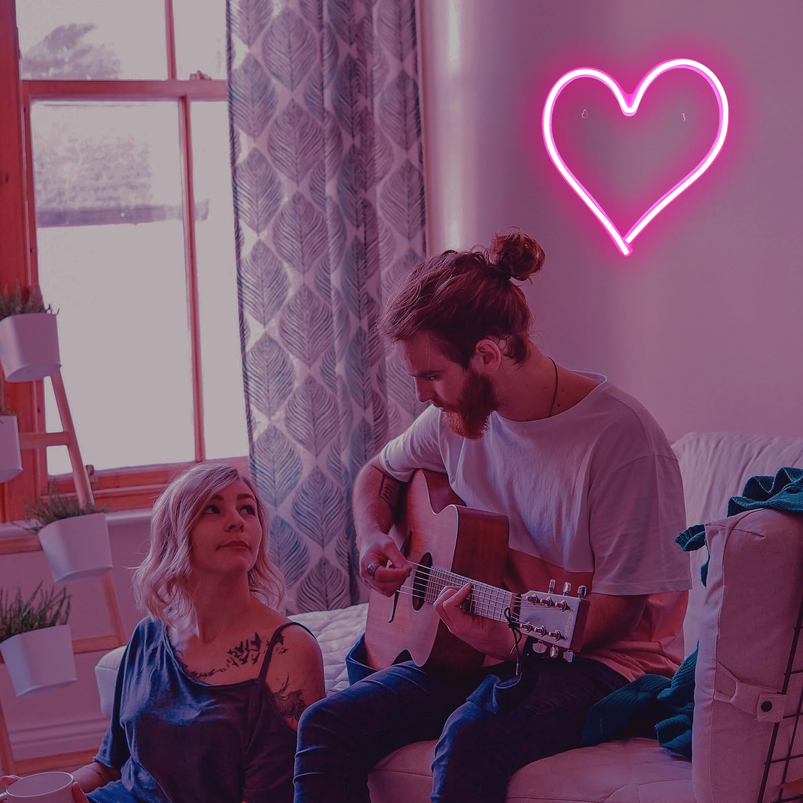 Pink Heart Neon Sign, Love Shape Neon Lights for Valentine's Day - Image 2