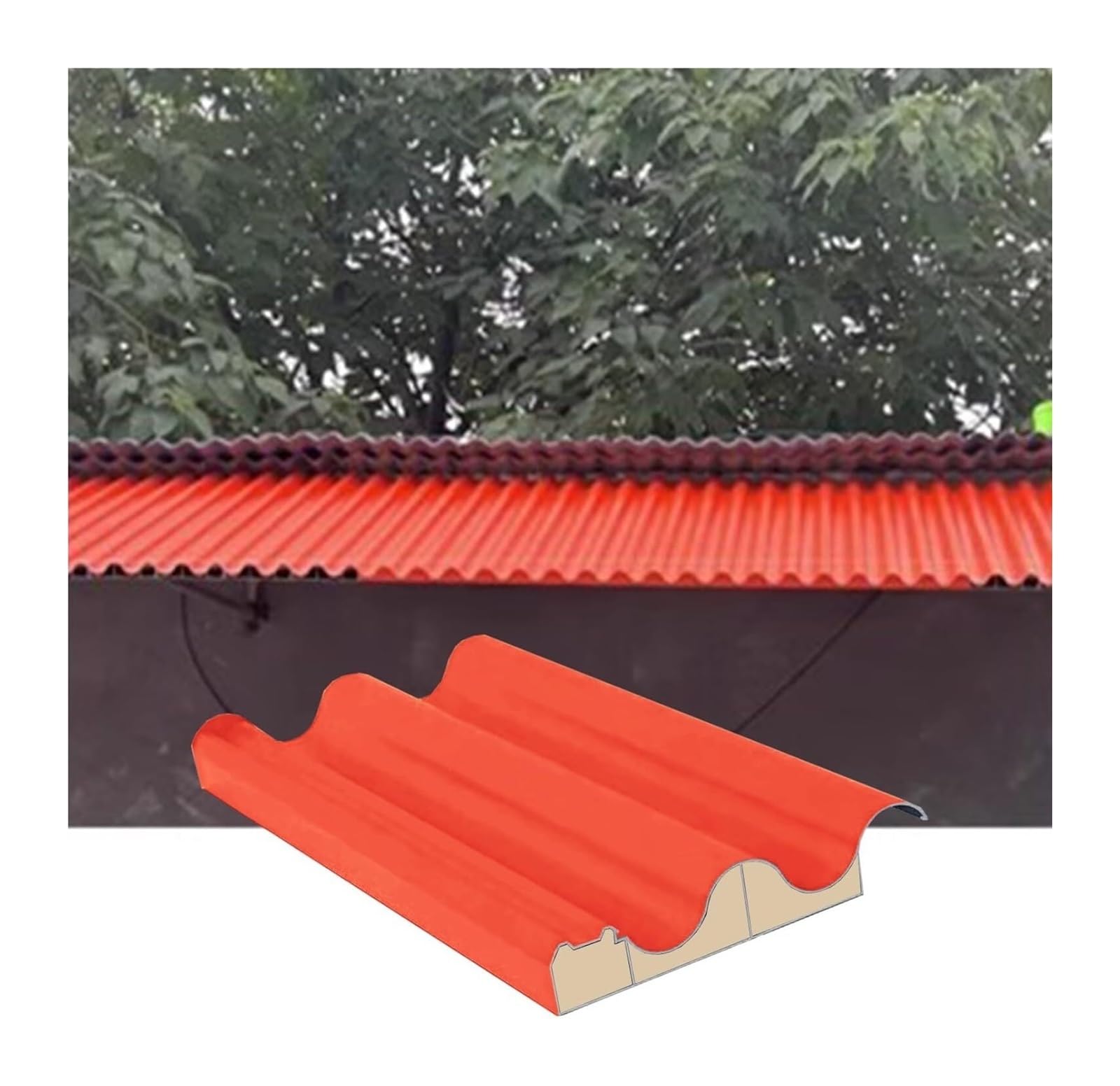 Btyqkzvpm Orange Aluminum Roofing Panels, Insulated Core Aluminum Corrugated Awning Roof Panels 0.8-1.5M For Pergola Shed(,L-1.5M/4.9Ft)