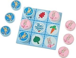 Peter Rabbit Toys - Peter Rabbit TV Wooden Tic Tac Toe Board Game - Handy Travel Storage Bag - Wooden Toys, Early Development & Activity Toys - Official Licensed Peter Rabbit Gifts by Orange Tree Toys