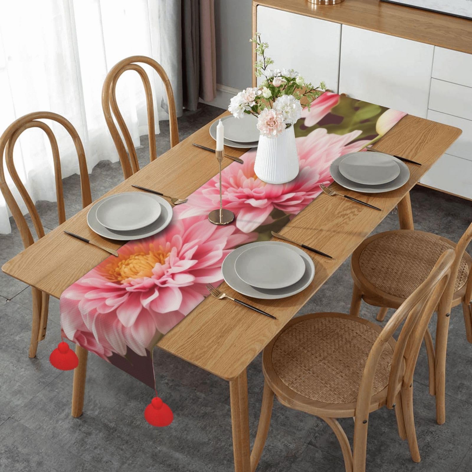Chemin de table en lin haut de gamme et imprimé floral pour mariage