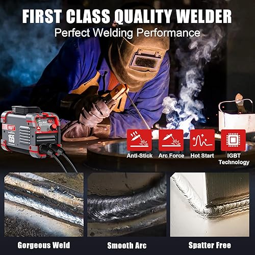Miniatura 3 de AWT Soldador de palo 155Amp Mini soldador 2 en 1 Soldador ARCelevación TIG máquina de soldadura 110220V con VRD, pantalla digital IGBT Inverter