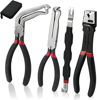 4Pcs Automotive Electrical Disconnect Pliers Set Straight & 60°Connector Plier Double-headed 11 Terminal Removal Separator Tools Clamp Pliers for Car Mechanics & DIY