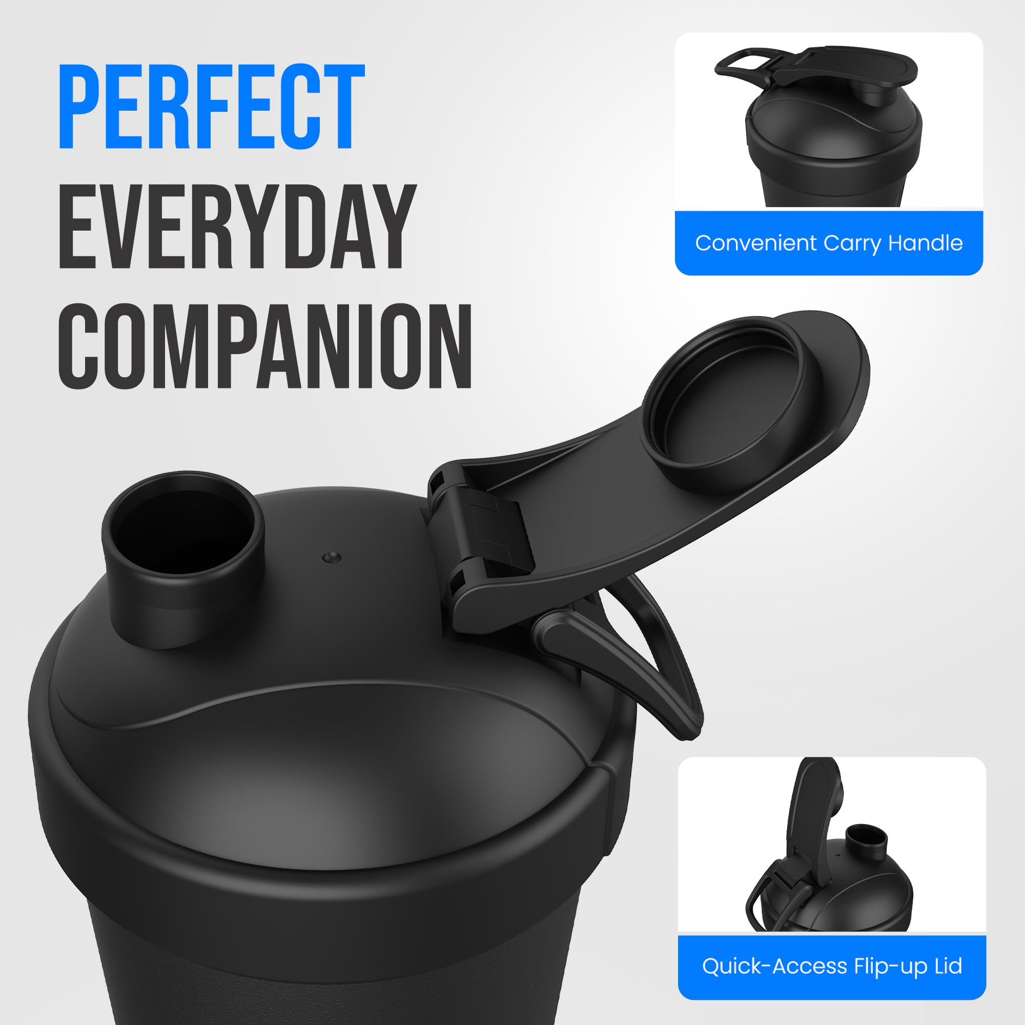 VELOMIX 24oz Stainless Steel Shaker Bottle with Wire Whisk, Black — Amazon image 8