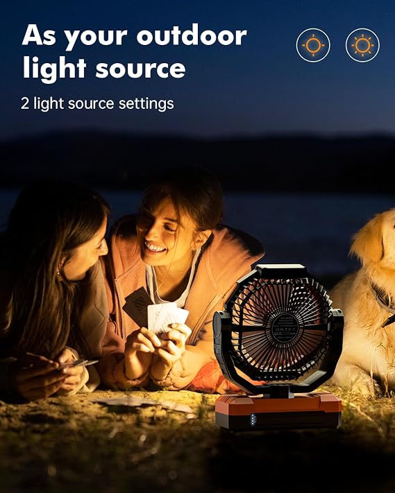36000mAh Camping Fan, Detachable Battery Powered Portable Fan Rechargeable