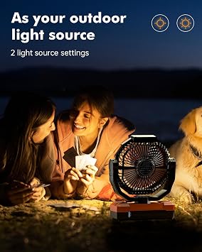 36000mAh Camping Fan, Detachable Battery Powered Portable Fan Rechargeable