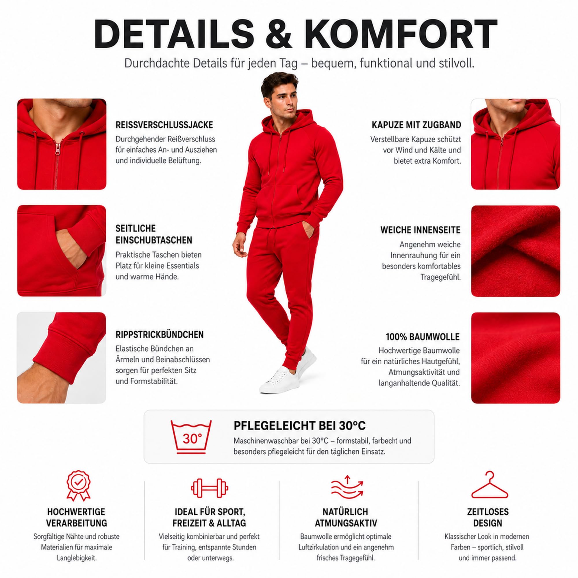 Violento Jogginganzug | Herren | Männer | Trainingsanzug | Tracksuit | Uni Colour | Sportanzug | Fitness 586 Basics Baumwolle | Homewear Präsentationsanzug