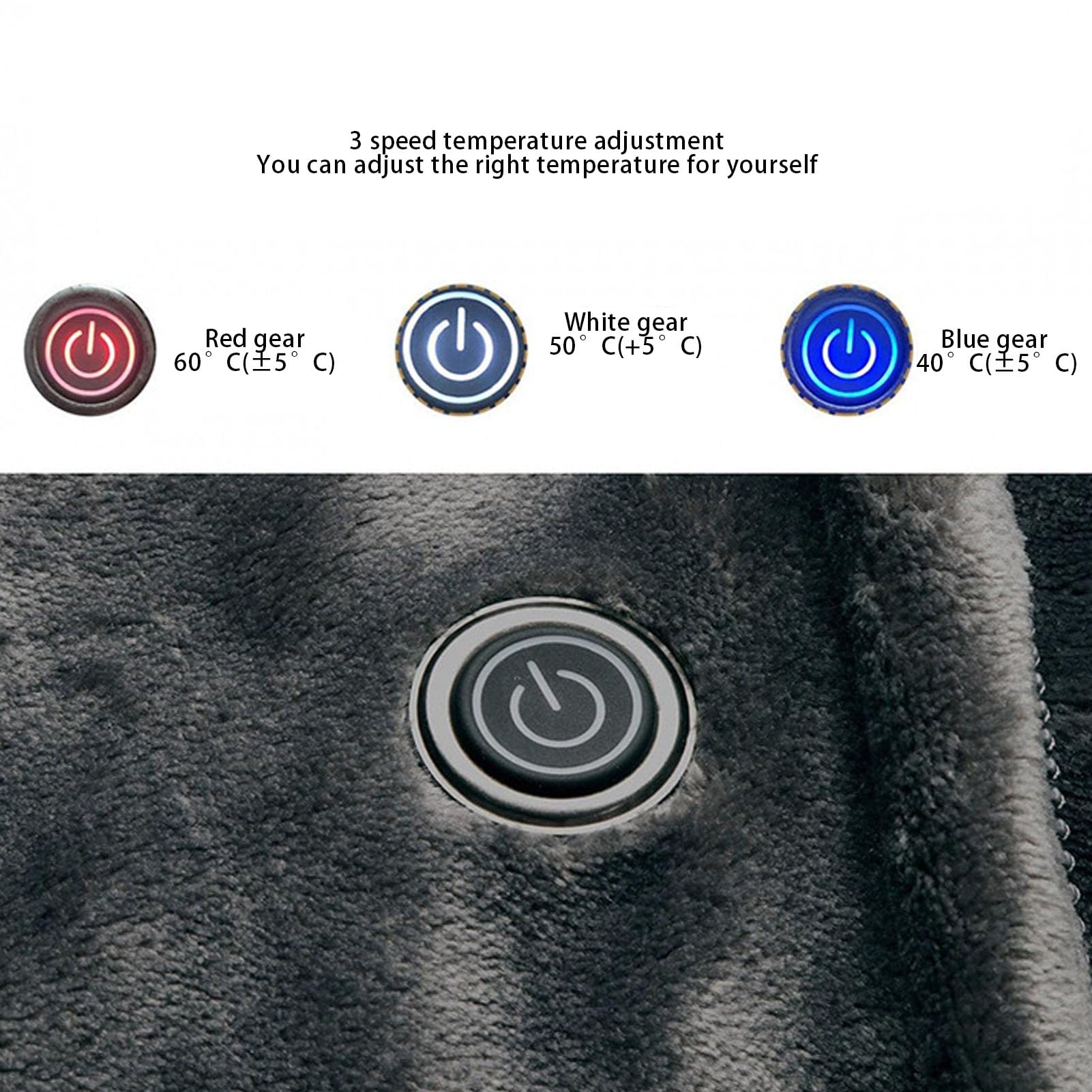 Coperta Riscaldata, Coperta Indossabile Elettrica da 5 V, Tappetino Riscaldato a 3 Velocità Lavabile in Lavatrice USB con Custodia, Adatto per Casa, Ufficio e Viaggi