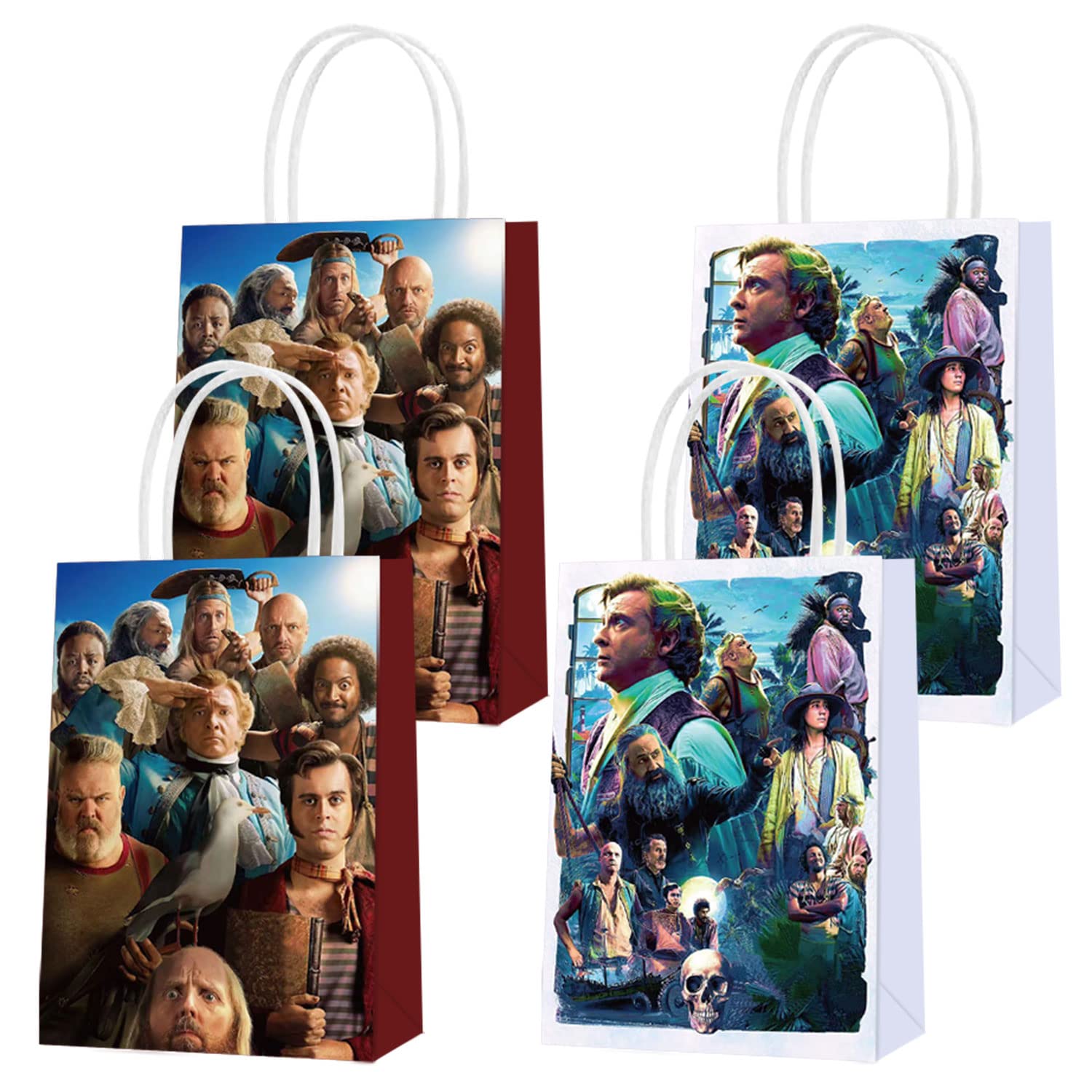 16pcs Our Our Flag Means Death Party Favor Bags, 2 Styles Party Favor Bags with Handles for TV Shows Our Flag Means Death Party Decorations, Goody Bags Candy Gift Bags for Boys Girls Kids Birthday Party Supplies Favors