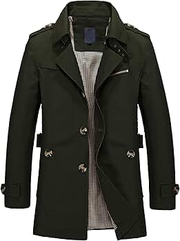SWJGLITTR Men's Short Pea Coat Lightweight Casual Notched Collar
