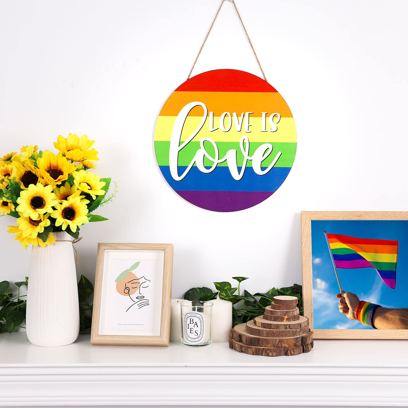 Cartello In Legno Personalizzato Gay Pride 30x30 Cm | Kindness Is The Answer | Arredamento Parete Rustico Fai Da Te Per Casa E Giardino | Regalo LGBT