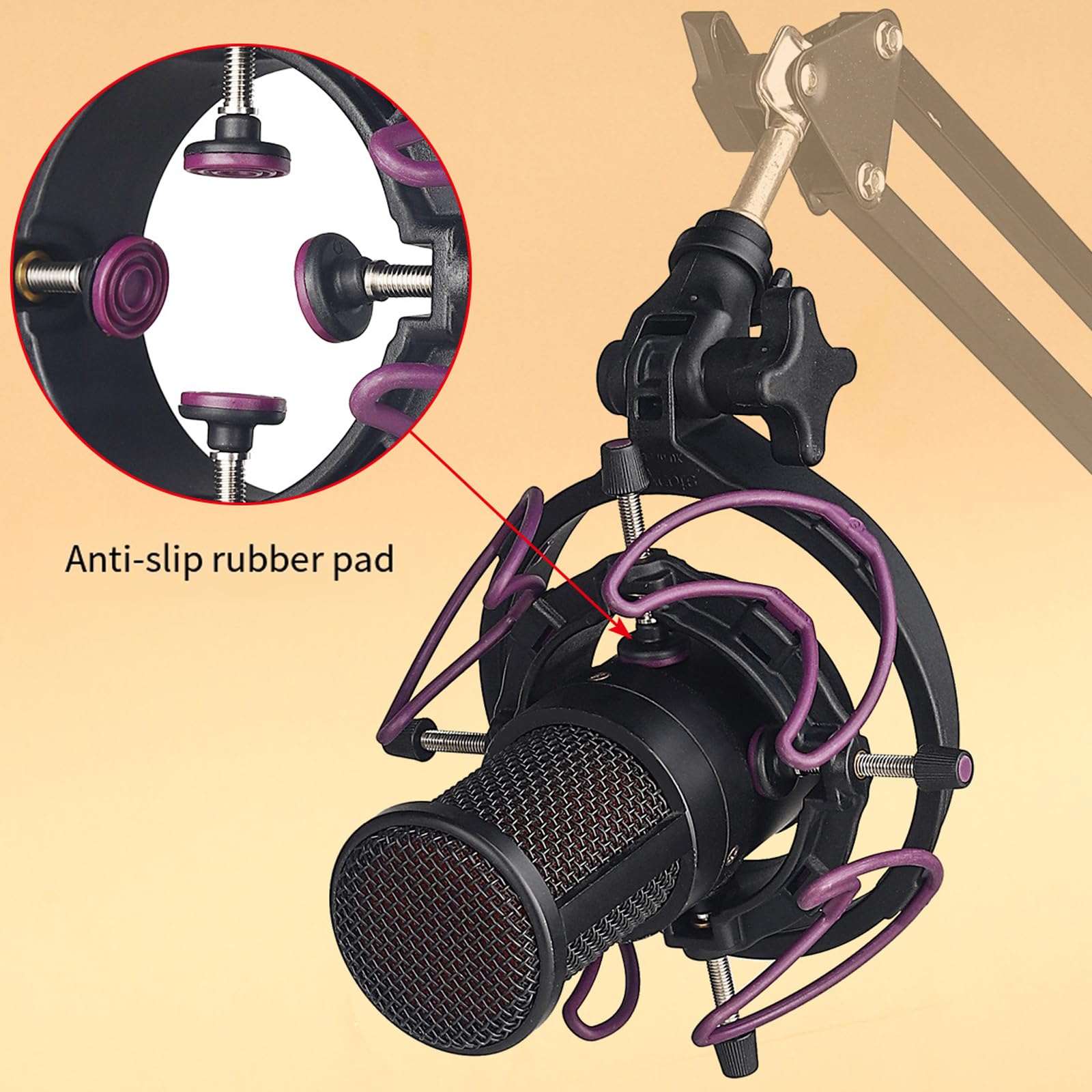 Supporto antiurto per microfoni da 0,7-2,4 pollici, design antivibrazione, angoli regolabili a 180°, per microfono 2035 103 U87 / PCK200 compatibile con shock mount