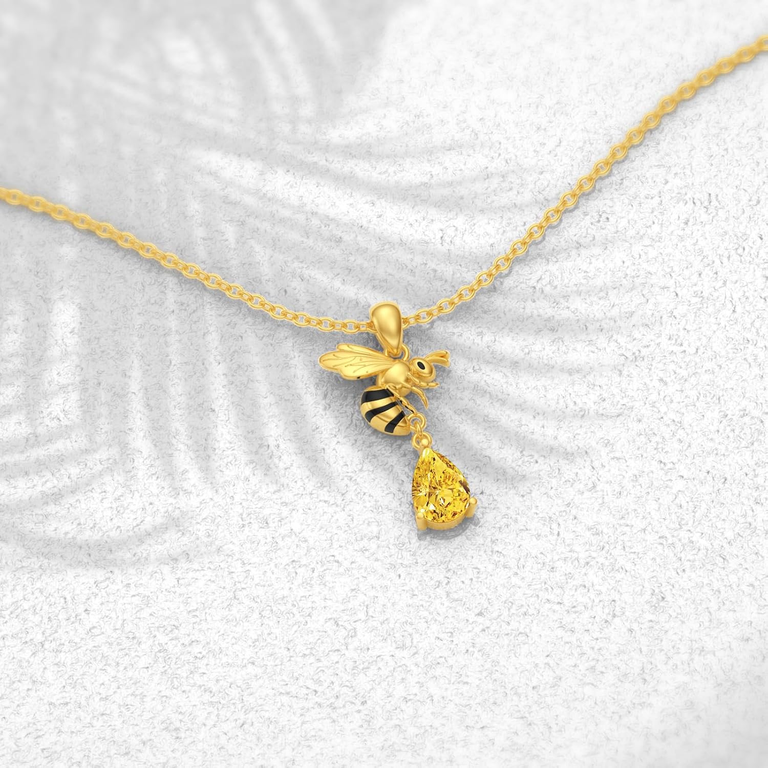 Bee Necklace for Women 925 Sterling Silver 18K Gold Plated Natural Citrine Bee Pendant Bumblebee Animal Jewelry Gifts for Her - Image 4