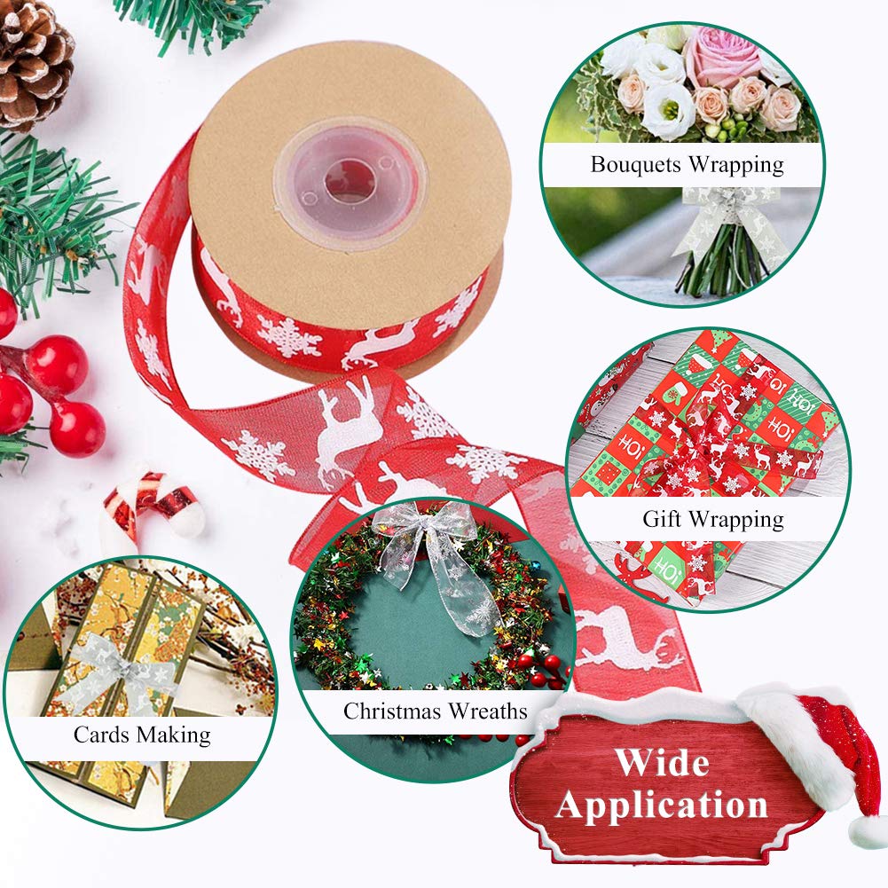 Nastro Regalo 2 Rotoli, 2CM X 22M Natale Nastro Raso, Nastro Regalo Nastri di Natale Rossi e Verdi, Nastro Natalizio per Confezioni Regalo per Confezionare Regali Feste di Compleanno Matrimoni Abbelli