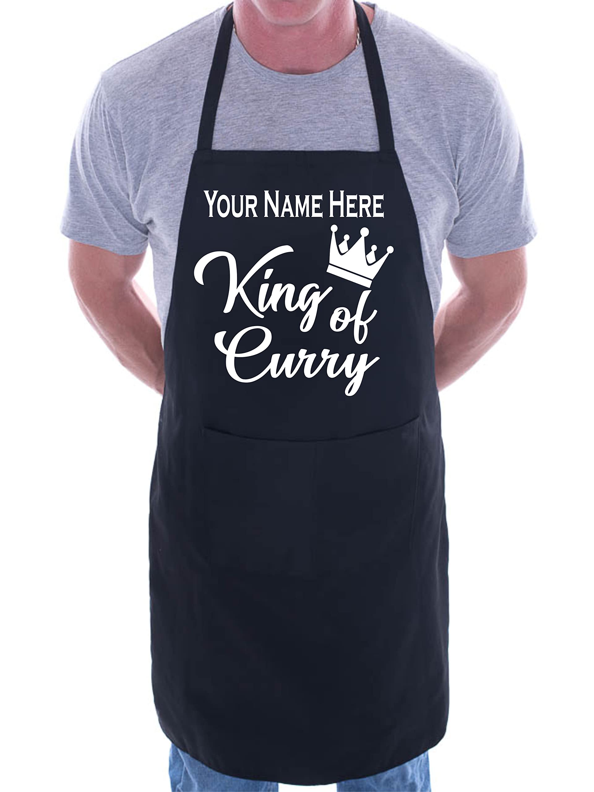 Print4U Personalise This Apron King Of Curry Any Name Here BBQ Cooking Apron Black