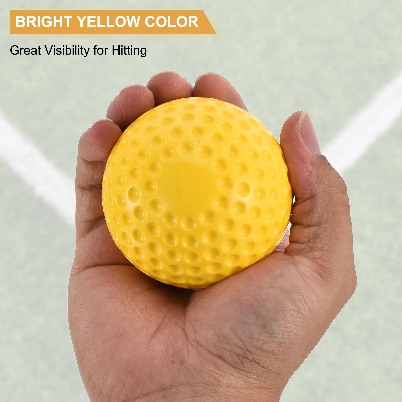 PATIKIL 9 Palline baseball per macchine lancio 12 pollici 12pz colore giallo palline allenamento a rilievo in PU per il gioco sportivo battuta e presa coordinazione occhio-mano