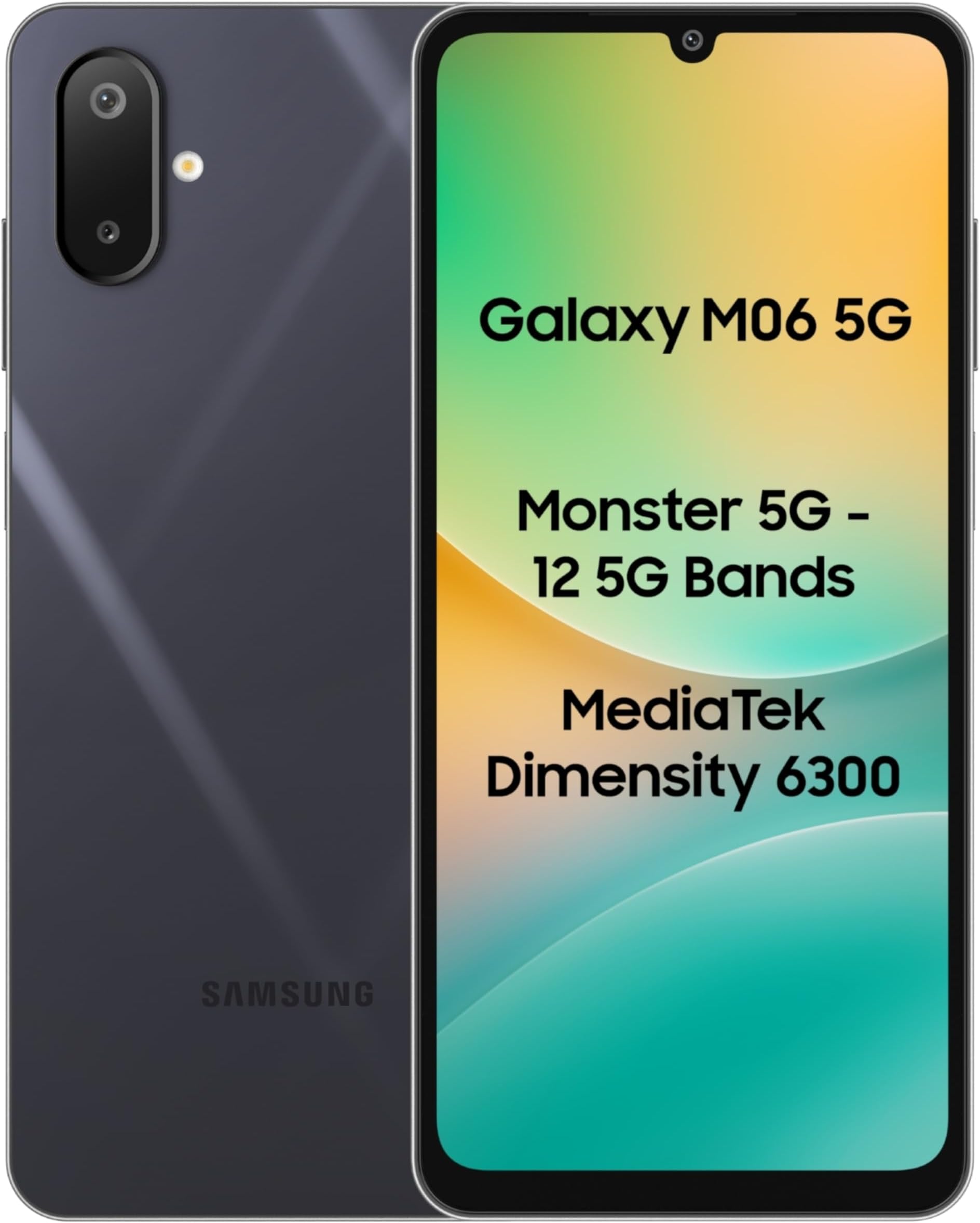 Galaxy M06 5G Mobile (Blazing Black, 4GB RAM, 128GB Storage) | MediaTek Dimensity 6300 | AnTuTu 623K+ | 12 5G Bands | 25W Fast Charging | 4 Gen OS Upgrades | 50MP Camera | Without Charger