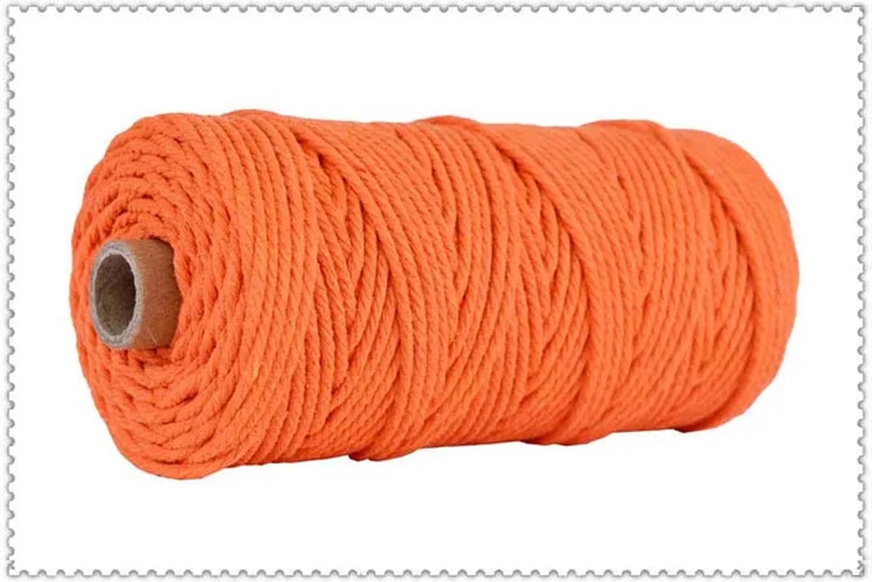 Macrame Cord Twisted String Cotton 3mm Macrame String 110 yards Multicolor(Orange)
