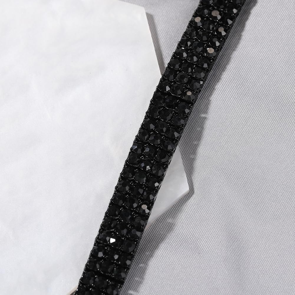 8-Inch 3-row Iced Out Rhinestone Black Tennis Chain Men's Women's Bling Hip Hop Bracelet
