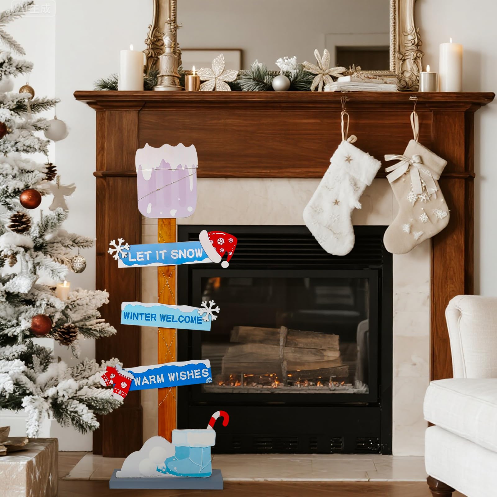 Amazon.co.jp: LETUBUYU Lighted Let It Snow Winter Welcome ポーチ