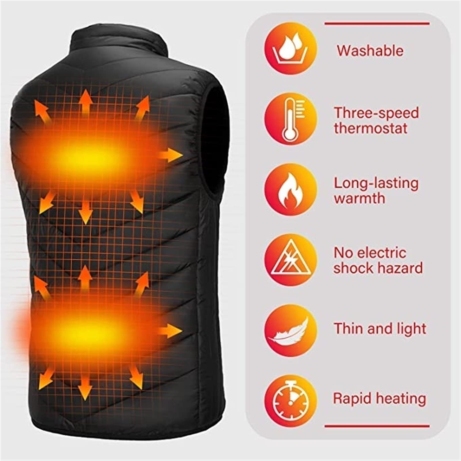 Gilet chauffant électrique USB pour l'extérieur, la moto, le camping, la pêche, le ski