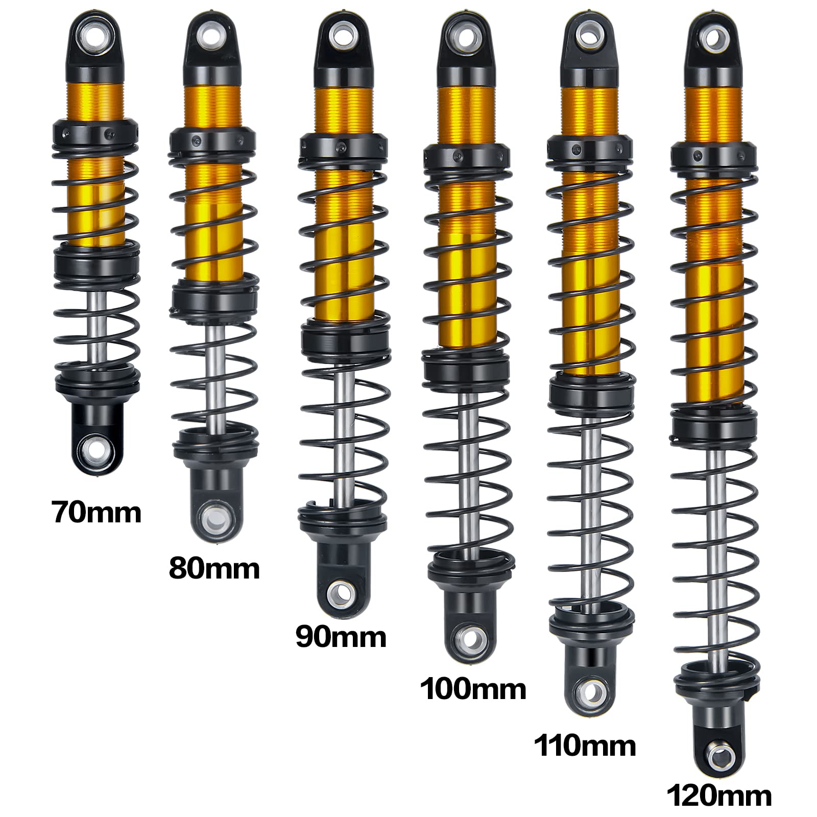 Runup Amortiguadores de metal, amortiguadores RC para 1/10 RC Crawler Auto Axial SCX10 90046 AXI03007 TRX4 TRX6 D90 CC01, 4 unidades (80 mm)