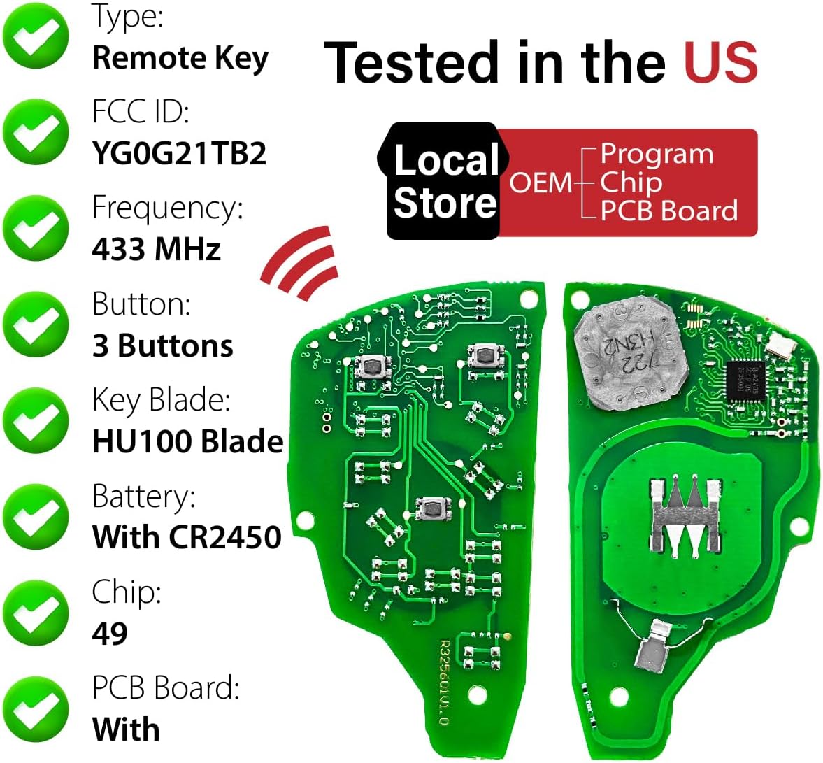 2 Keylessbest Replacement for 2020 2021 2022 2023 2024 2025 Buick Envision Key Fob Remote Control YG0G21TB2 3 Buttons 49 Chip 434MHz