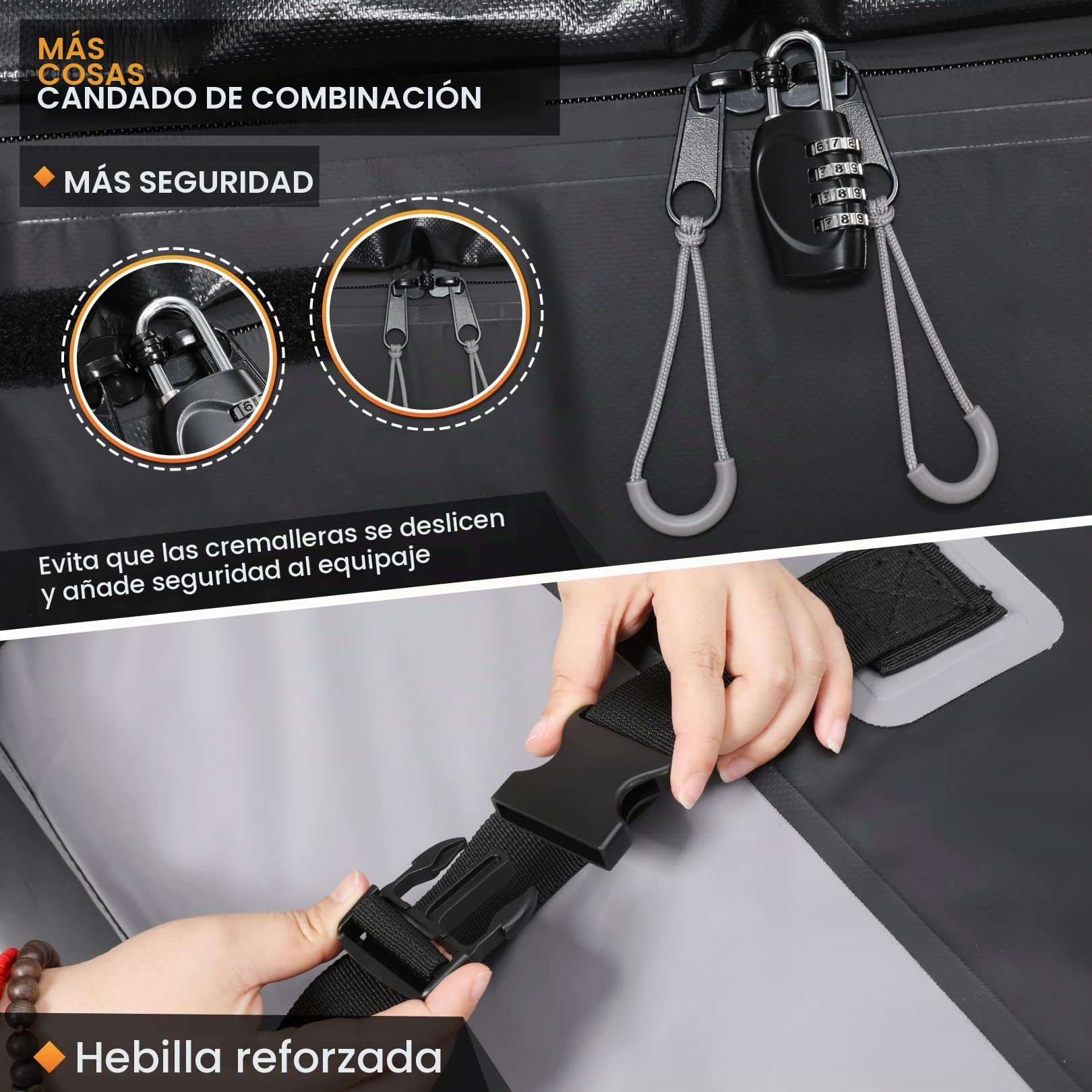 Sailnovo Cofre de Techo 580 L/20 cúbicos, Impermeable Bolsa de Techo, con 6 Ganchos con Alfombrilla Antideslizante Cerrar para Puerta, Apto para Coches sin Portaequipajes (Gris-Negro)