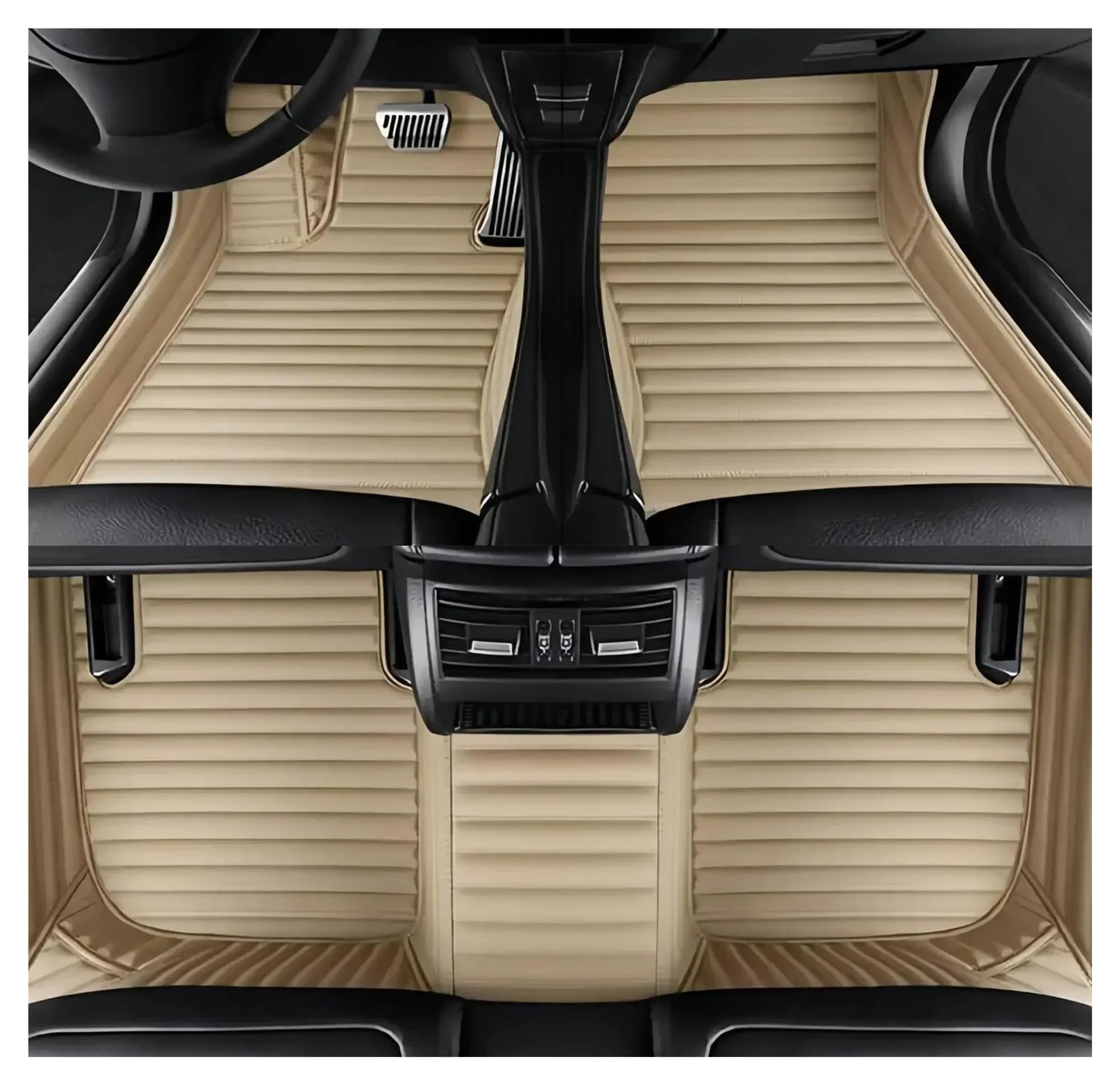 Tapis Auto Tapis Sol Voiture Antidérapants Et Imperméables en Cuir 3D pour Ford pour Focus (2019-aujourd'Hui) Voiture en Moquette(Style 3 Beige)