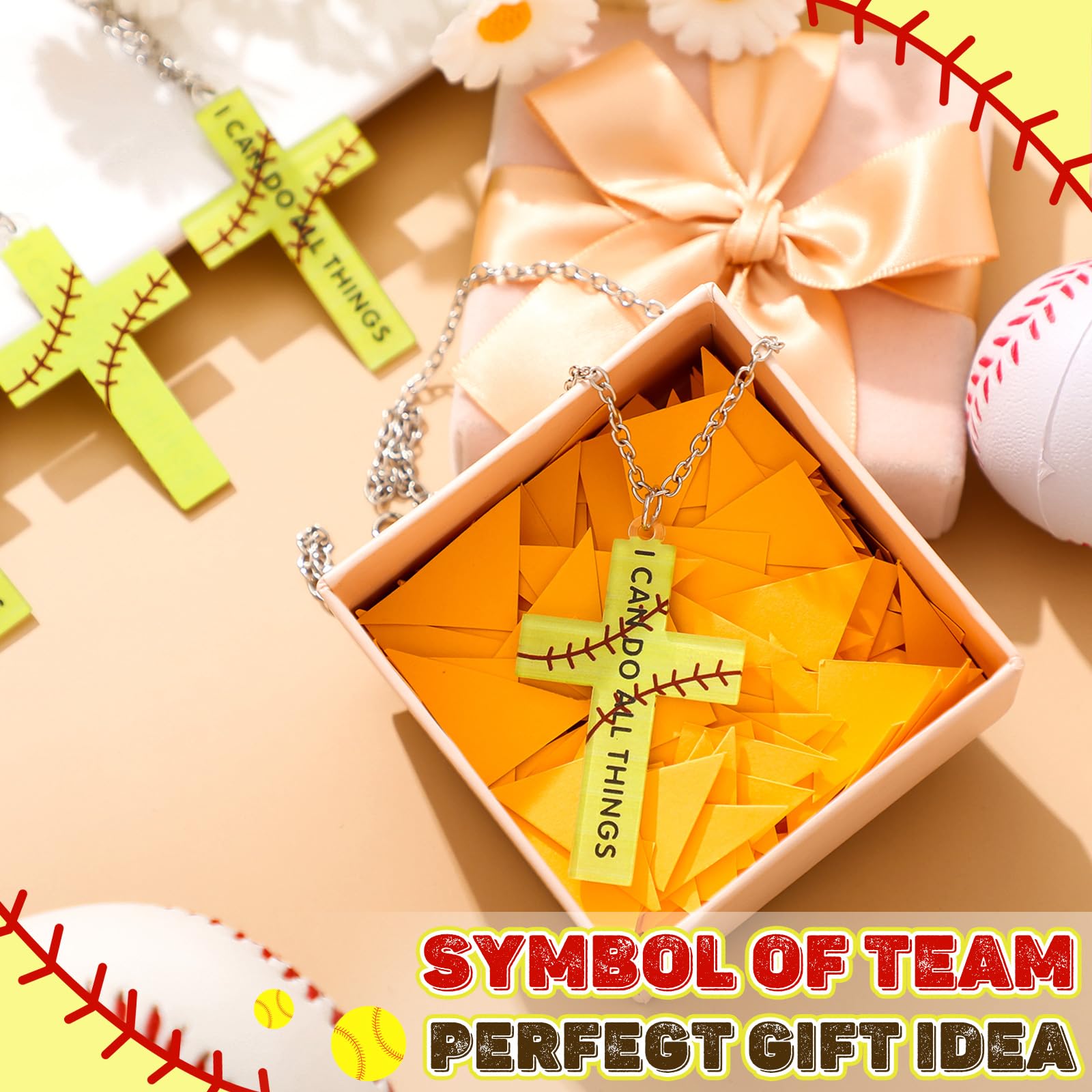 Kigeli 24 pezzi Softball Cross Sport Collana Gioielli Softball Catena Accessori ispiratori Fan Regalo per le Donne Accessori di squadra Softball Amanti Bomboniere