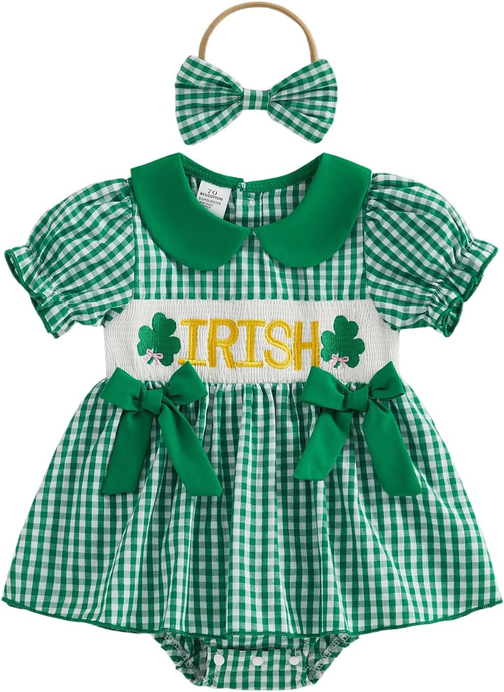 Baby Girl Summer Clothes Bow Embroidery Romper Dress Short Sleeve Plaid Jumpsuit Skirt Hem Bodysuit Cute Outfit