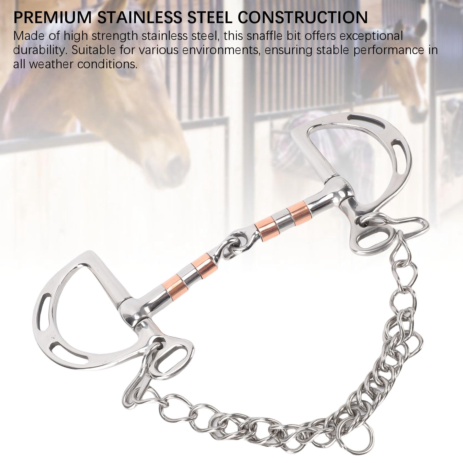 Tyenaza Filete ranurado de Acero Inoxidable, Broca de Caballo con Anillo de Boca articulada Hueca de Control Mejorado para ecuestres