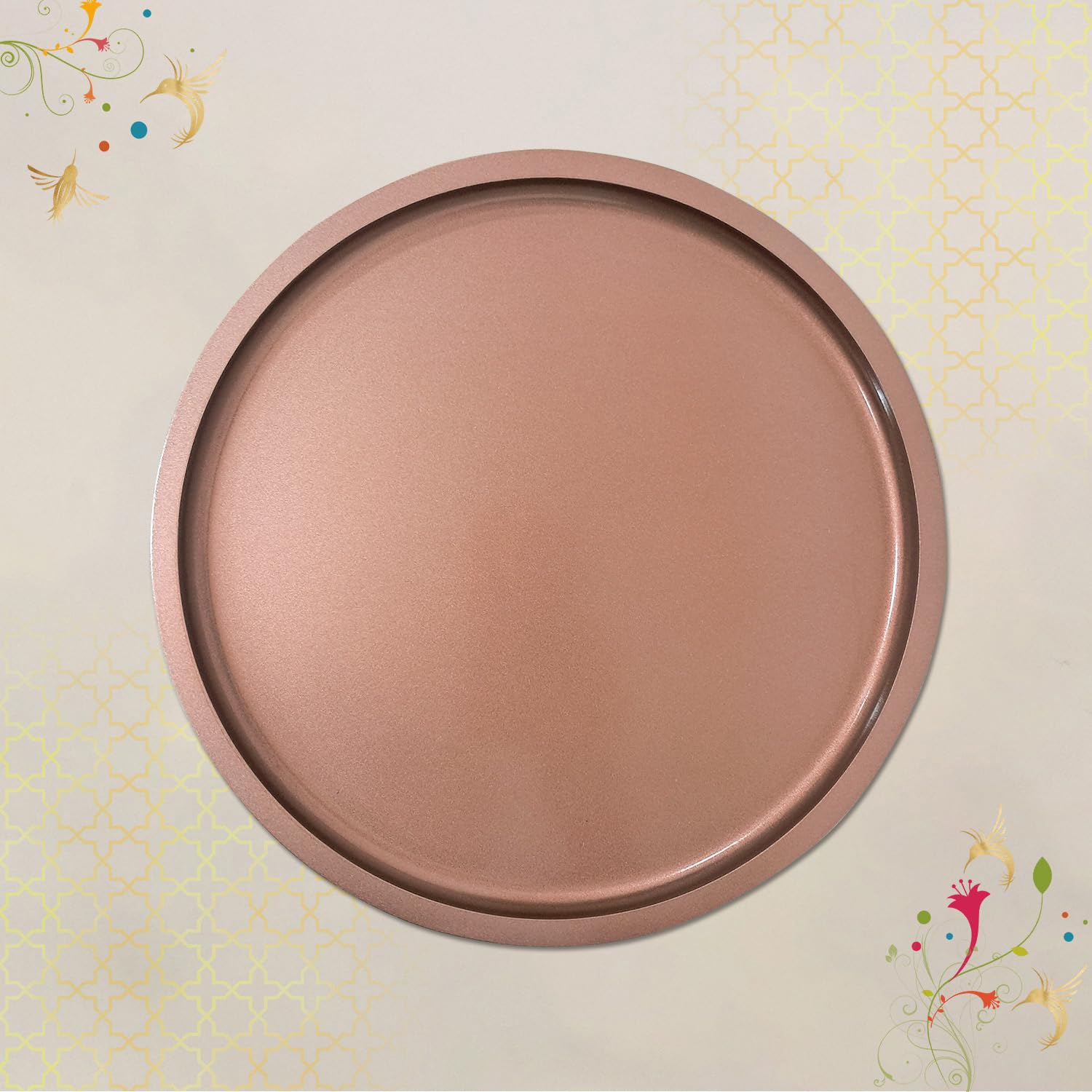 Copper Round Tray - Decorative Serving Tray -8