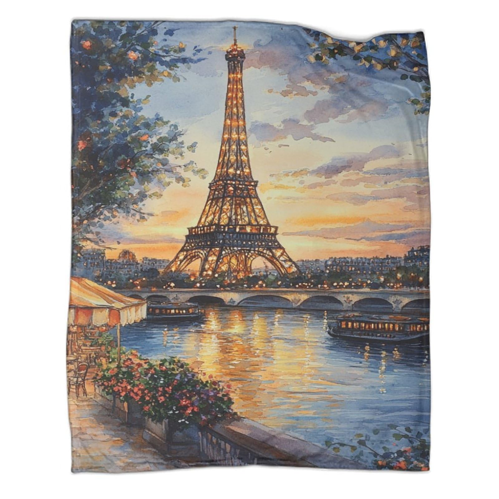 Couverture chaude Tour Eiffel idée cadeau cocooning adulte lit et salon