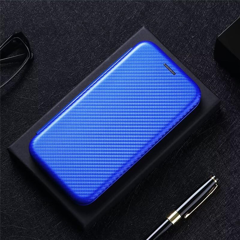 BEENTRYS Cuero Funda para Nokia 2.3 Funda,Fibra de Carbono Cartera Cubierta Ranura para Tarjeta Función Soporte Cierre Magnético PU Regalo Antigolpes Carcasa-Azul