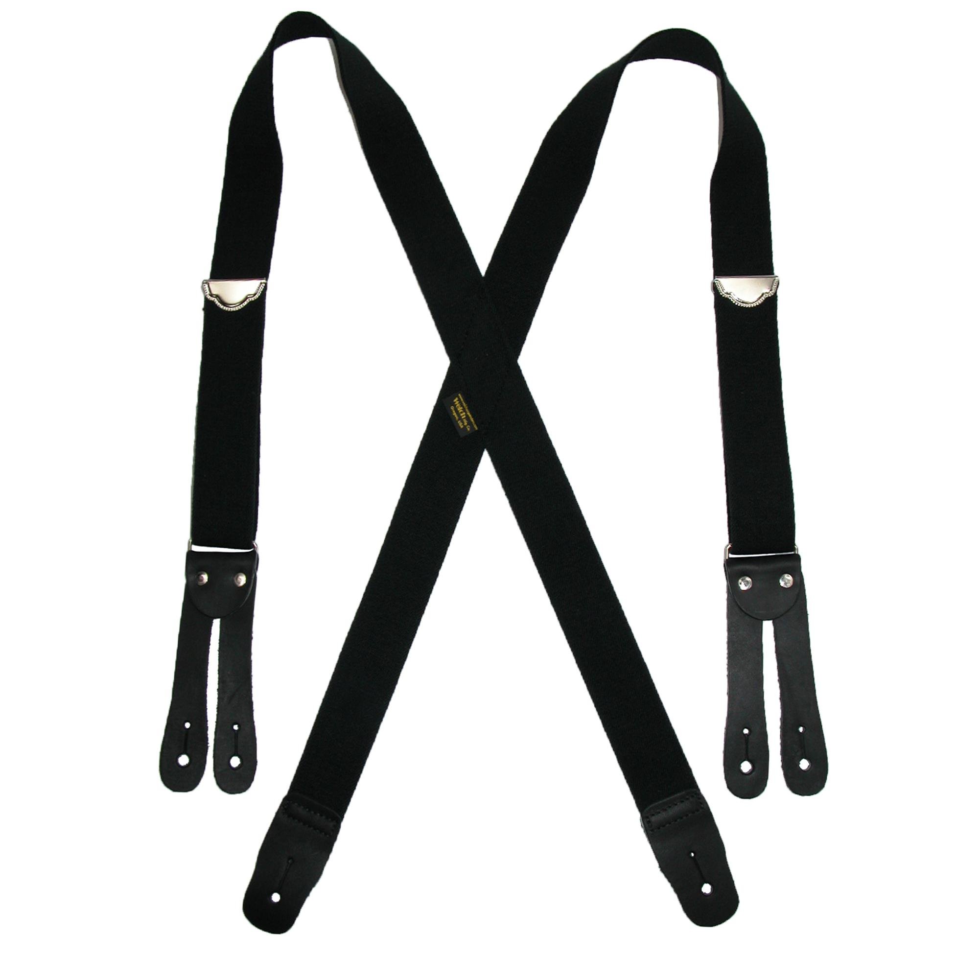 Welch Men's Elastic Button End Double Face Braces, Black