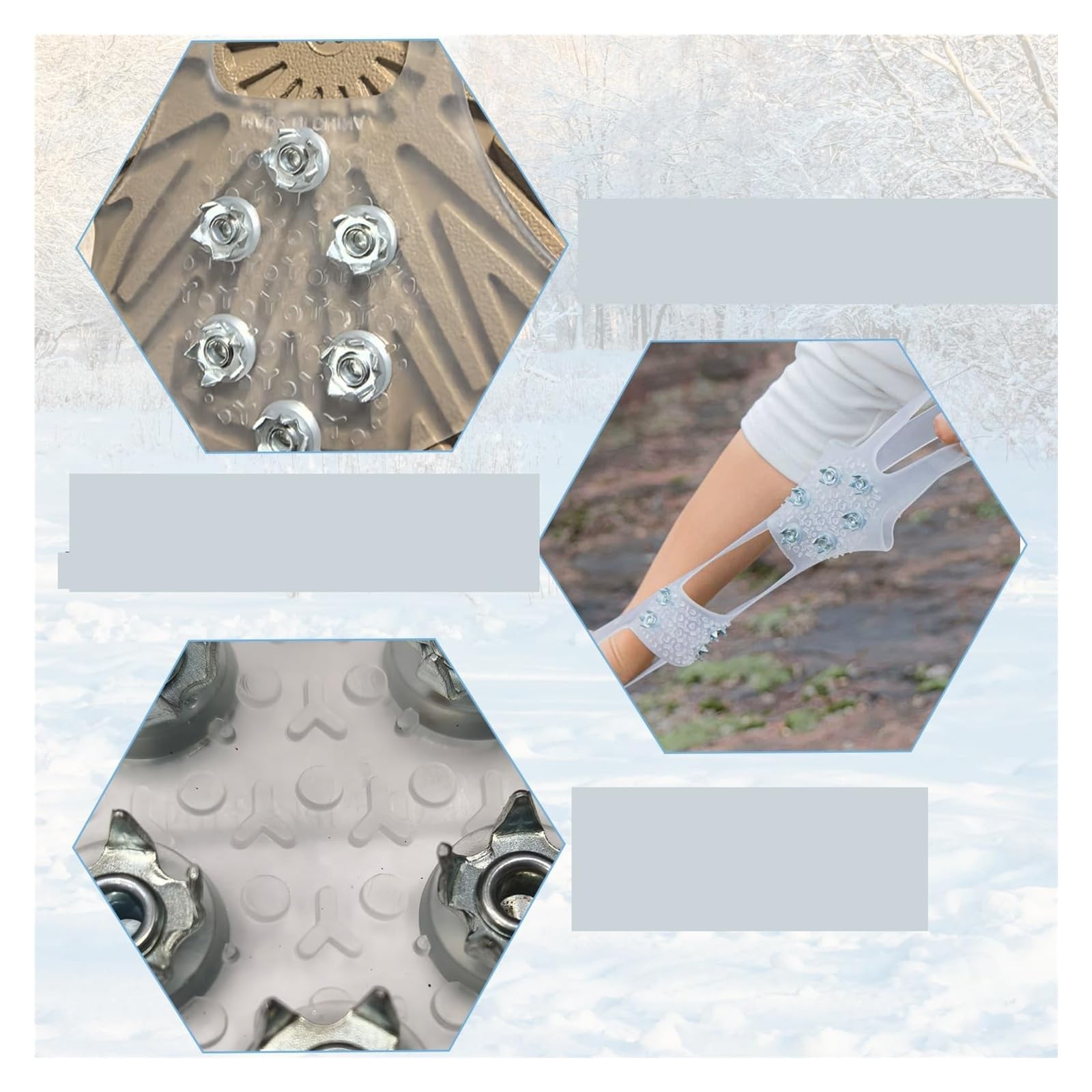 1 Paar Anti-Rutsch-Schuh-Schneegriffe, Stollen for EIS, Schneeschuhe, Greifer mit 10 Stahlnieten, Steigeisen, Spike-Eisstollen, Traktionsgriff