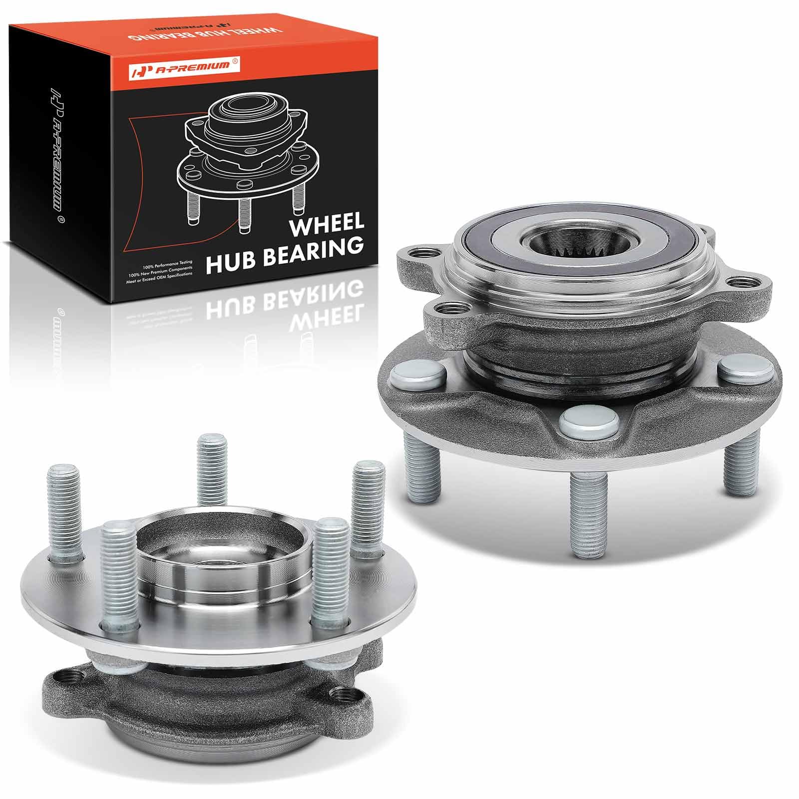 2 x Front Wheel Bearing and Hub Assembly with 5-Lug Compatible with Mazda 3 2014-2018, 3 Sport 2014-2018, CX-3 2016-2021