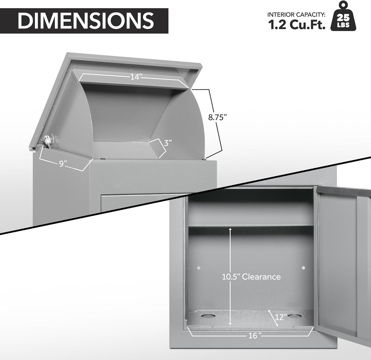 Durabox Steel Delivery Box with Lock for Secure Receiving Small Packages, Parcel, Mail and Other Items Fully Assembled Drop Box (Dark Grey) - Image 7