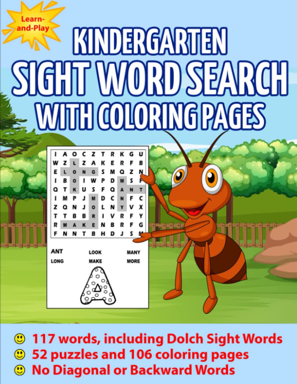 Kindergarten Sight Word Search: with Coloring Pages