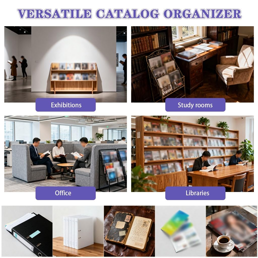 Portariviste in bambù, espositore pieghevole con 5 tasche per fogli A4/A3, perfetto per fiere e uso domestico, design resistente e leggero