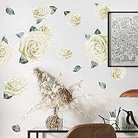 Vista 4 de Calcomanías de pared de rosas de acuarela (acuarela blanca)