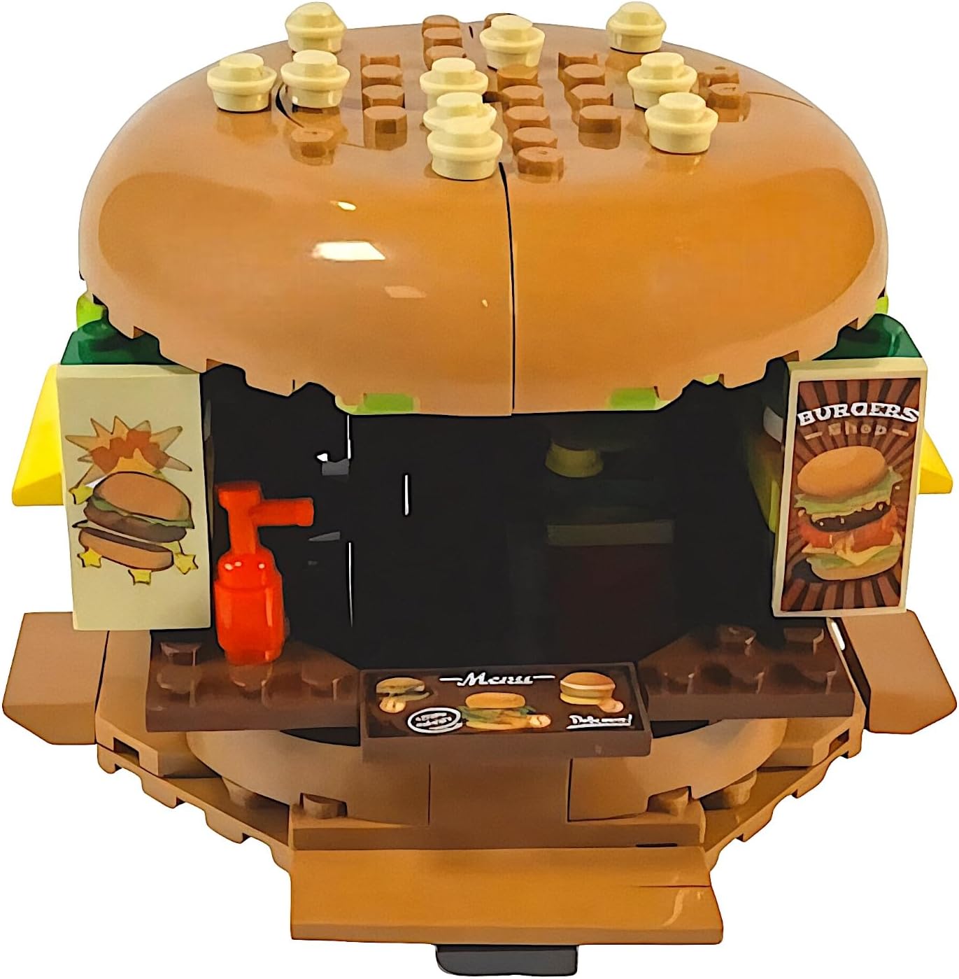 General Jim's Burger Joint Restaurant 209 Piece Modular Building Blocks Brick Model Or Amusement Park Burger Stand Building Blocks Brick Playset