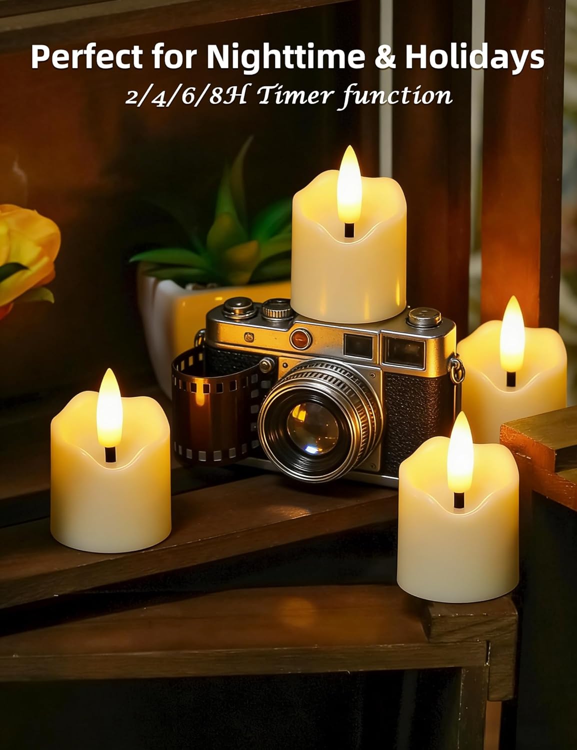 Rechargeable Flameless Tea Lights with Remote Timer,Pack of 6 Ivory White LED Candles (D 1.5'' x H 2.1'') - Long Lasting Battery for Weddings, Parties, and Home Decor